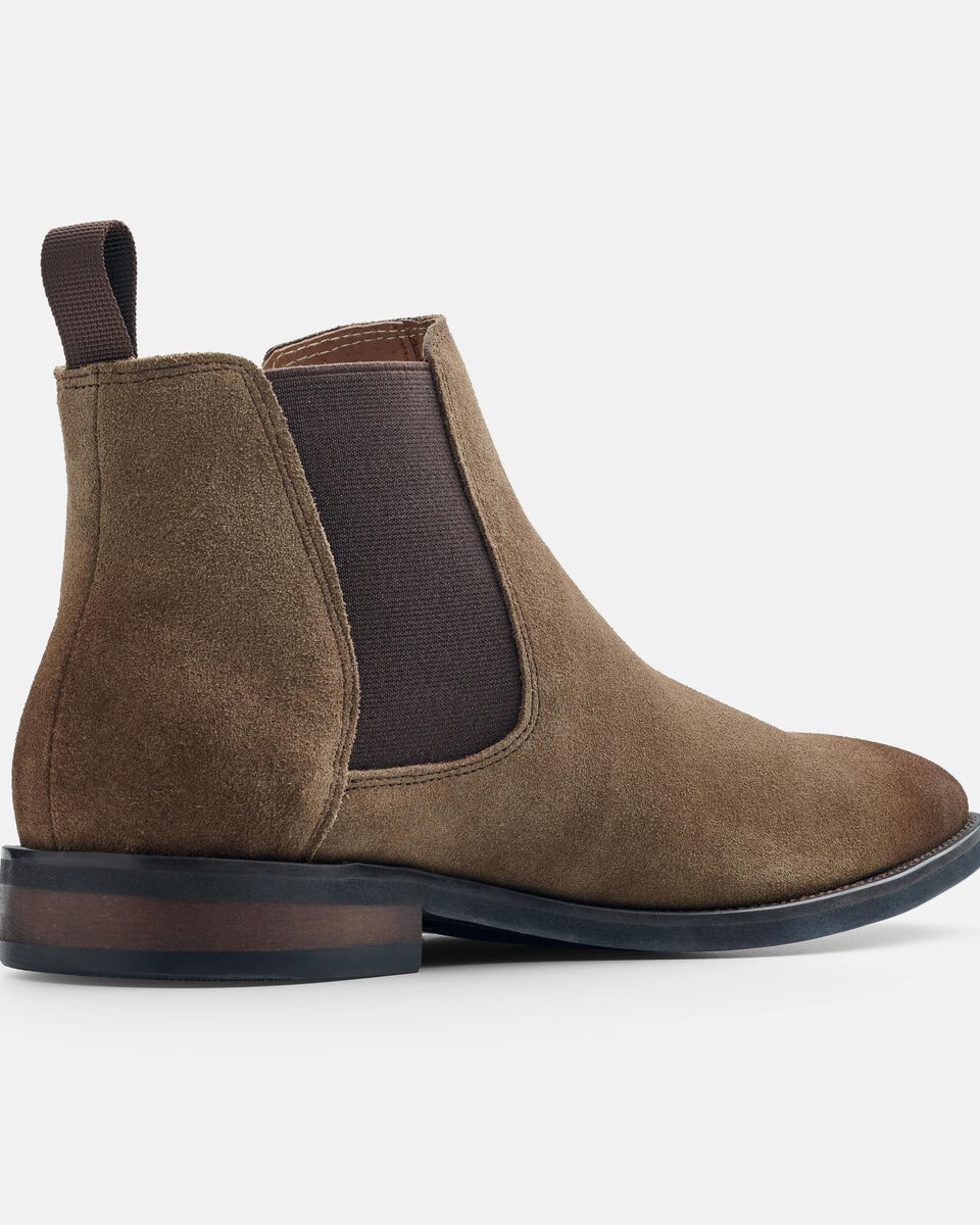 Mens Dark Taupe Suede Chelsea Boot